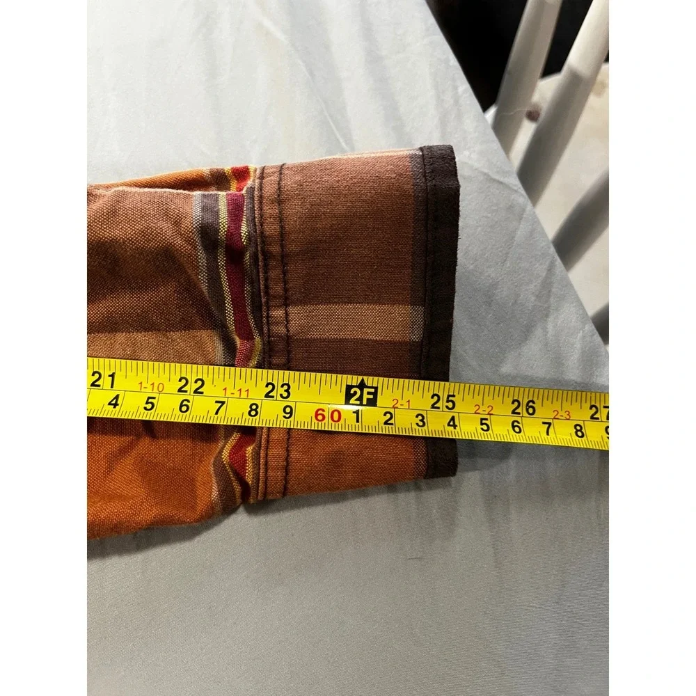 Parish Nation Mens 3XL Plaid Flannel Button Down Shirt Mountain‎ Patches Brown